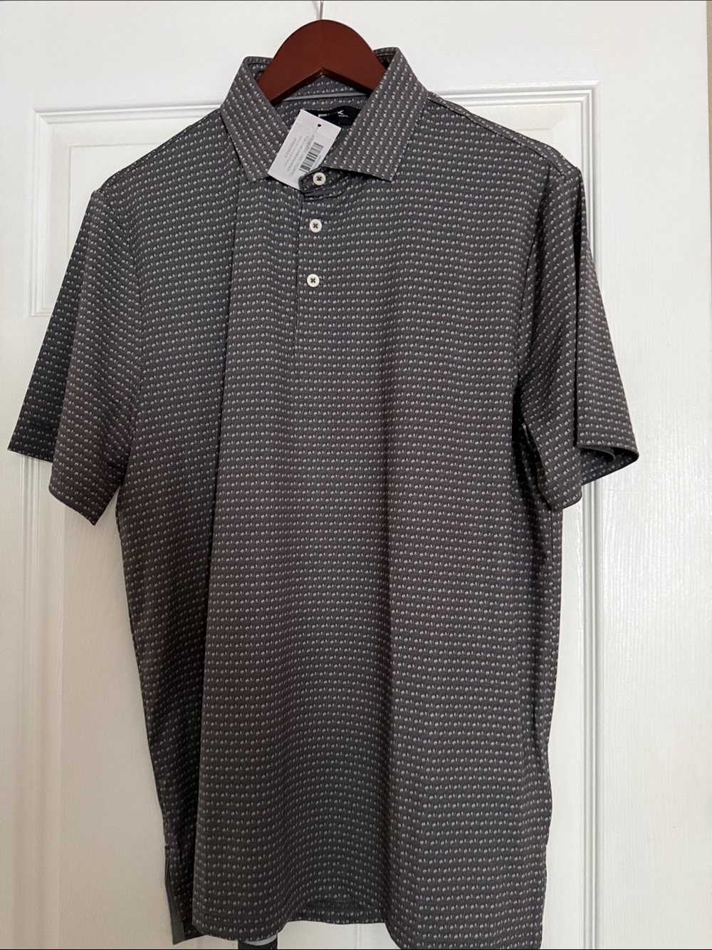 Men's Gray Patterned Polo Shirt - Unbranded